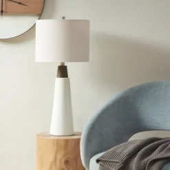 Kirkland's Home Ceramic And Wood Cone Table Lamp- Table Lamps