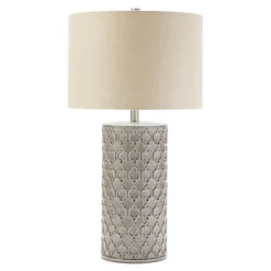 Kirkland's Home Ceramic Embossed Geometric Table Lamp- Table Lamps
