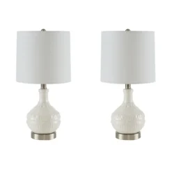 Kirkland's Home Ceramic Embossed Table Lamp- Table Lamps