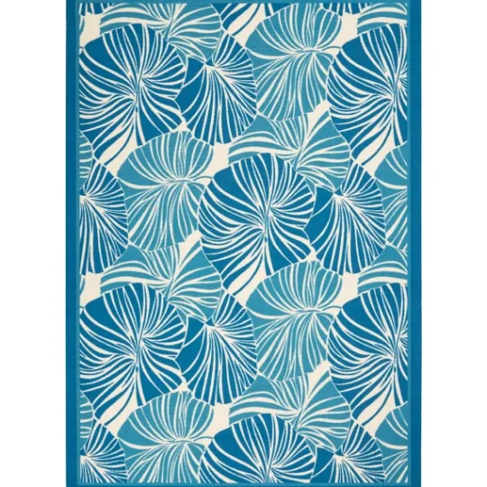 Kirkland's Home Cerulean Botanical Shells Outdoor Area Rug, 5X7- Outdoor Rugs