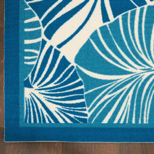 Kirkland's Home Cerulean Botanical Shells Outdoor Area Rug, 5X7- Outdoor Rugs