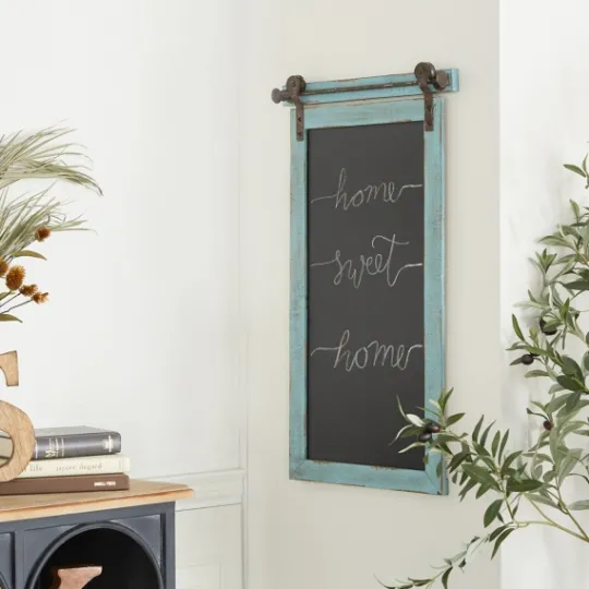 Kirkland's Home Cerulean Distressed Blackboard Wall Plaque- Memo & Chalkboards
