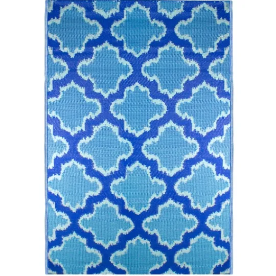 Kirkland's Home Cerulean Quatrefoil Outdoor Area Rug, 4X6- Outdoor Rugs