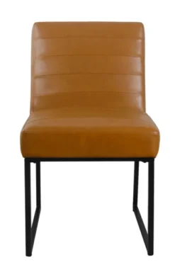 Kirkland's Home Channeled Carmel Leather Dining Chair- Dining Chairs
