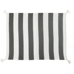 Kirkland's Home Charcoal And White Striped Cotton Throw- Blankets & Throws