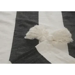 Kirkland's Home Charcoal And White Striped Cotton Throw- Blankets & Throws
