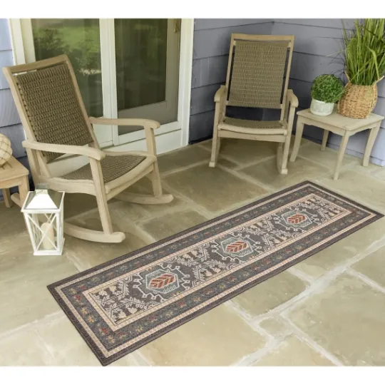 Kirkland's Home Charcoal Diamond Nile Indoor/Outdoor Runner, 1X7- Outdoor Rugs