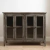 Kirkland's Home Charcoal 4-Door Windowpane Wooden Cabinet- Cabinets & Sideboards