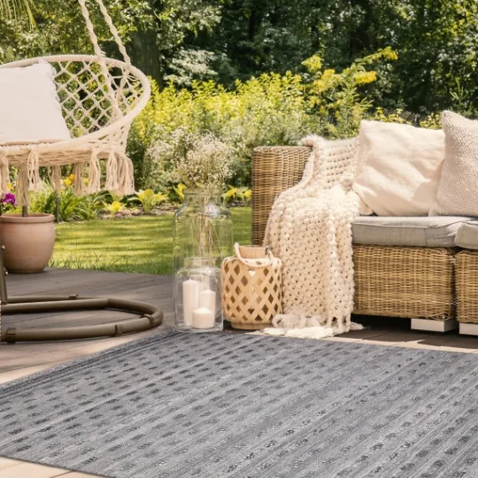 Kirkland's Home Charcoal Embellished Outdoor Area Rug, 8X10- Outdoor Rugs
