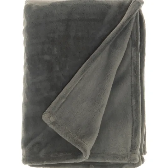 Kirkland's Home Charcoal Faux Sheared Mink Throw- Blankets & Throws