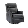 Kirkland's Home Charcoal Genuine Leather Swivel Recliner- Accent Chairs