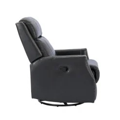 Kirkland's Home Charcoal Genuine Leather Swivel Recliner- Accent Chairs