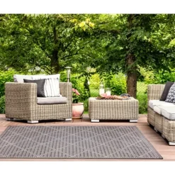 Kirkland's Home Charcoal Geo Lattice Outdoor Area Rug, 4X7- Outdoor Rugs