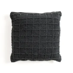 Kirkland's Home Charcoal Knit Cotton Pillow- Pillows