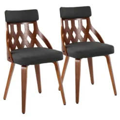 Kirkland's Home Charcoal Lattice Back 2-Pc. Dining Chair Set- Dining Chairs