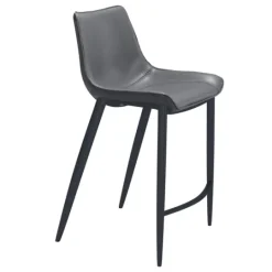 Kirkland's Home Charcoal Leather Stitch Counter Stools, Set Of 2- Bar Stools & Counter Height Stools