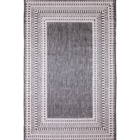 Kirkland's Home Charcoal Linear Macy Indoor/Outdoor Area Rug, 7X9- Outdoor Rugs