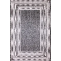 Kirkland's Home Charcoal Linear Macy Indoor/Outdoor Area Rug, 4X7- Outdoor Rugs