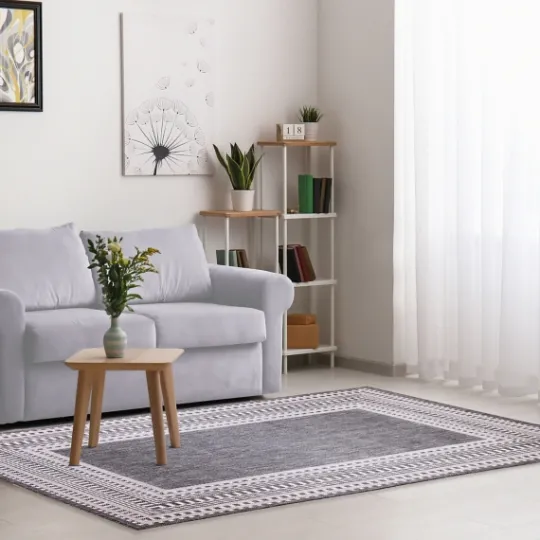 Kirkland's Home Charcoal Linear Macy Indoor/Outdoor Area Rug, 4X7- Outdoor Rugs