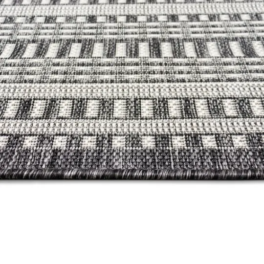 Kirkland's Home Charcoal Linear Macy Indoor/Outdoor Area Rug, 4X7- Outdoor Rugs