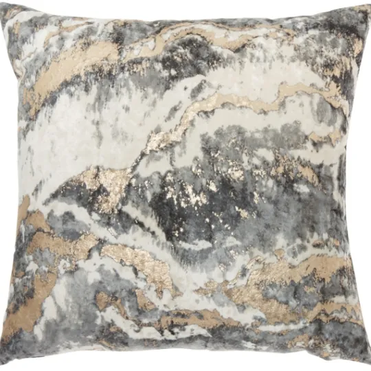 Kirkland's Home Charcoal Metallic Marble Swirl Throw Pillow- Pillows