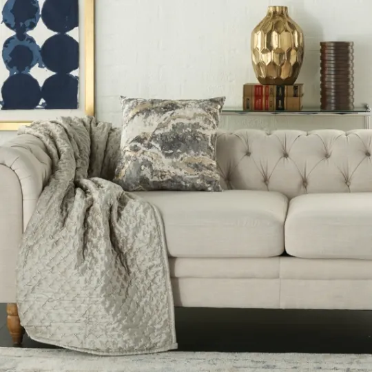 Kirkland's Home Charcoal Metallic Marble Swirl Throw Pillow- Pillows