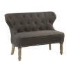 Kirkland's Home Charcoal Tufted Upholstered Settee- Sofas & Loveseats
