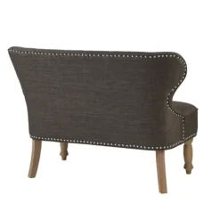 Kirkland's Home Charcoal Tufted Upholstered Settee- Sofas & Loveseats
