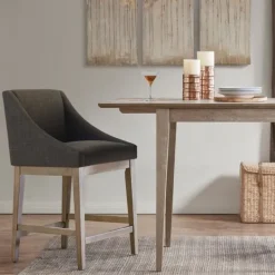 Kirkland's Home Charcoal Upholstered Seat Counter Stool- Bar Stools & Counter Height Stools