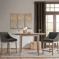 Kirkland's Home Charcoal Upholstered Seat Counter Stool- Bar Stools & Counter Height Stools