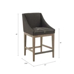 Kirkland's Home Charcoal Upholstered Seat Counter Stool- Bar Stools & Counter Height Stools
