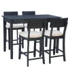 Kirkland's Home Charcoal Wood Upholstered 5-Pc. Dining Set- Dining Sets