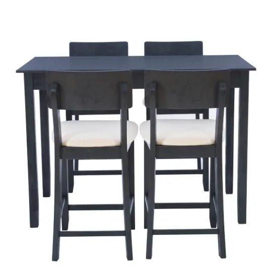 Kirkland's Home Charcoal Wood Upholstered 5-Pc. Dining Set- Dining Sets