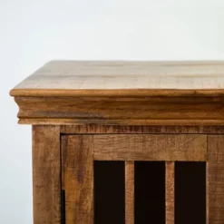 Kirkland's Home Charlie Natural Mango Wood Windowpane Cabinet- Cabinets & Sideboards