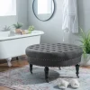 Kirkland's Home Charlotte Tufted Round Charcoal Ottoman- Benches & Ottomans