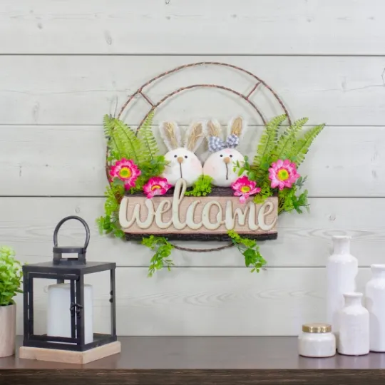 Kirkland's Home Cheerful Bunny Welcome Easter Wreath- Wreaths