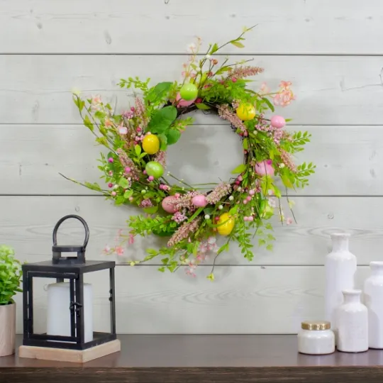 Kirkland's Home Cheerful Colored Eggs Easter Wreath- Wreaths