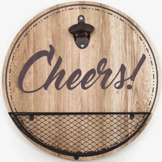 Kirkland's Home Cheers Bottle Opener Cap Catcher Wall Decoration- Wall Quotes & Signs