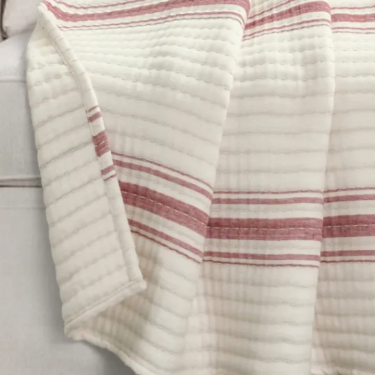 Kirkland's Home Cherry Red Pick Stitch Stripe Decorative Throw- Blankets & Throws