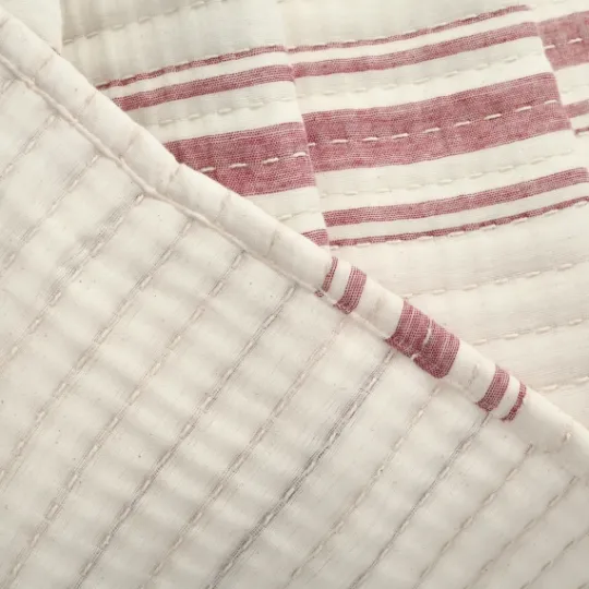Kirkland's Home Cherry Red Pick Stitch Stripe Decorative Throw- Blankets & Throws