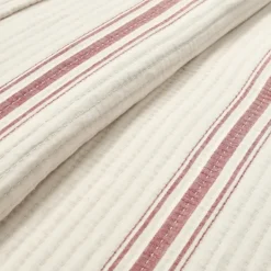 Kirkland's Home Cherry Red Pick Stitch Stripe King Quilt- Quilts
