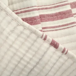 Kirkland's Home Cherry Red Pick Stitch Stripe Queen Quilt- Quilts