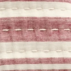 Kirkland's Home Cherry Red Pick Stitch Stripe Queen Quilt- Quilts
