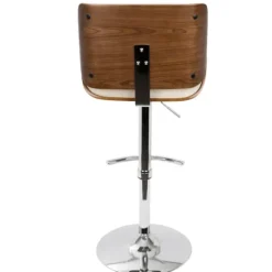 Kirkland's Home Cherry Wood And Cream Leather Vintage Barstool- Bar Stools & Counter Height Stools