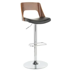 Kirkland's Home Cherry Wood And Leather Swivel Bar Stool- Bar Stools & Counter Height Stools