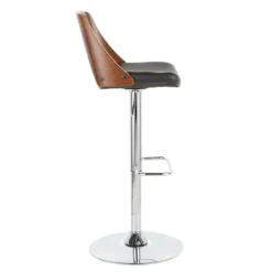 Kirkland's Home Cherry Wood And Leather Swivel Bar Stool- Bar Stools & Counter Height Stools