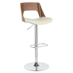 Kirkland's Home Cherry Wood And Leather Swivel Bar Stool- Bar Stools & Counter Height Stools