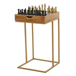 Kirkland's Home Chess Top Wood C-Frame Accent Table- Accent & End Tables