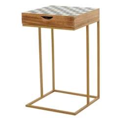 Kirkland's Home Chess Top Wood C-Frame Accent Table- Accent & End Tables