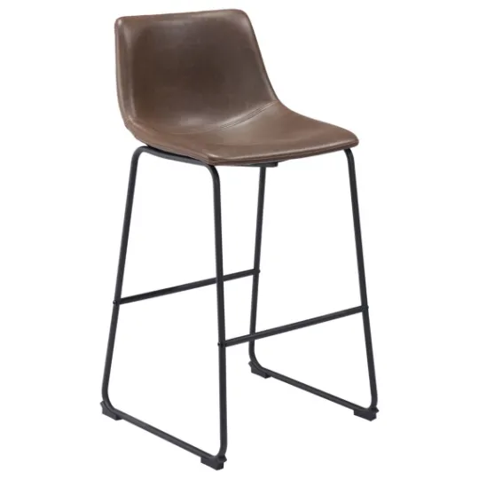 Kirkland's Home Chestnut Faux Leather Sloped Bar Stools, Set Of 2- Bar Stools & Counter Height Stools